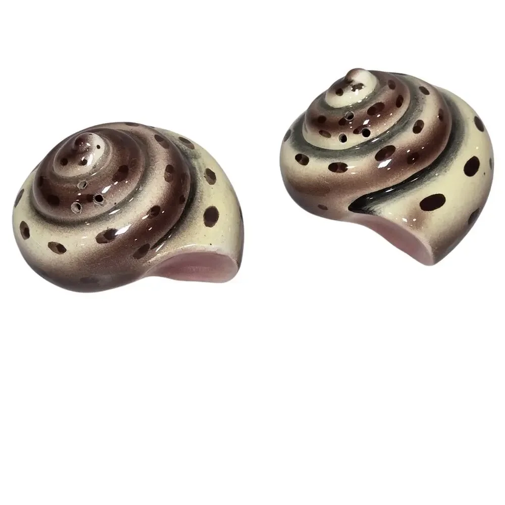 Vintage Japan Snail Shell Salt Pepper Shakers Ceramic Mid Century 50s